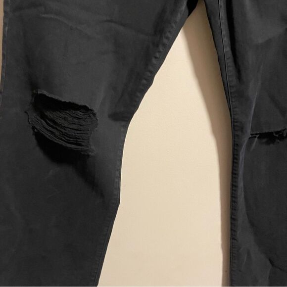 7 For All Mankind Tall Boot Black Straight Distressed Bootcut Jeans-  Size 32 - Picture 6 of 13